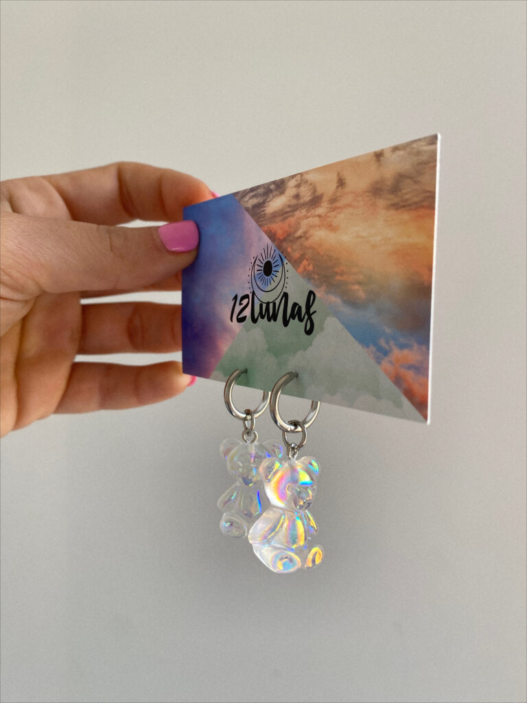 IRIDESCENT TEDDY BEAR EARRINGS